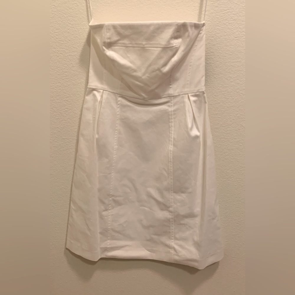 Theory white strapless dress